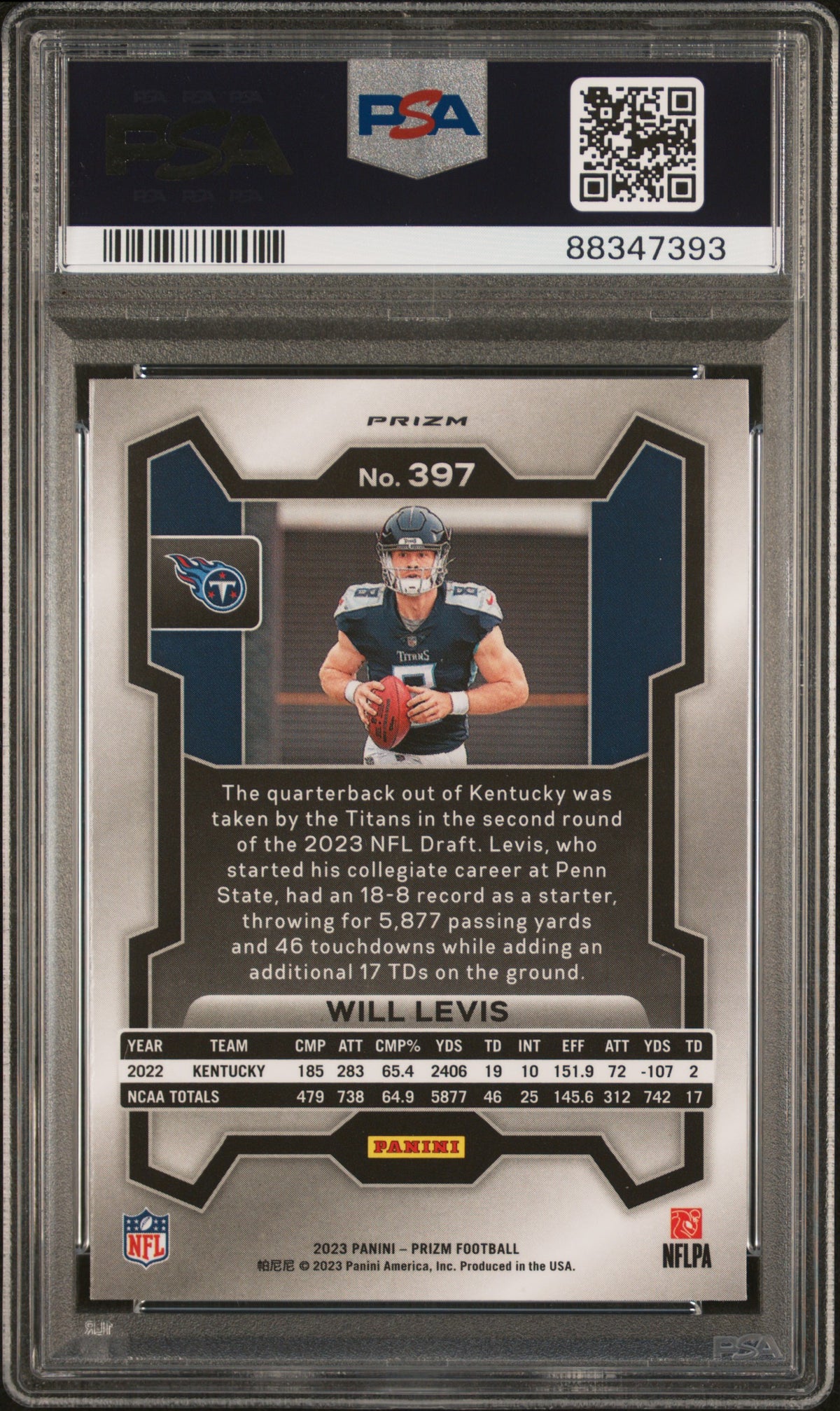 2023 PANINI PRIZM WILL LEVIS #397 NEON GREEN PULSAR PSA 10