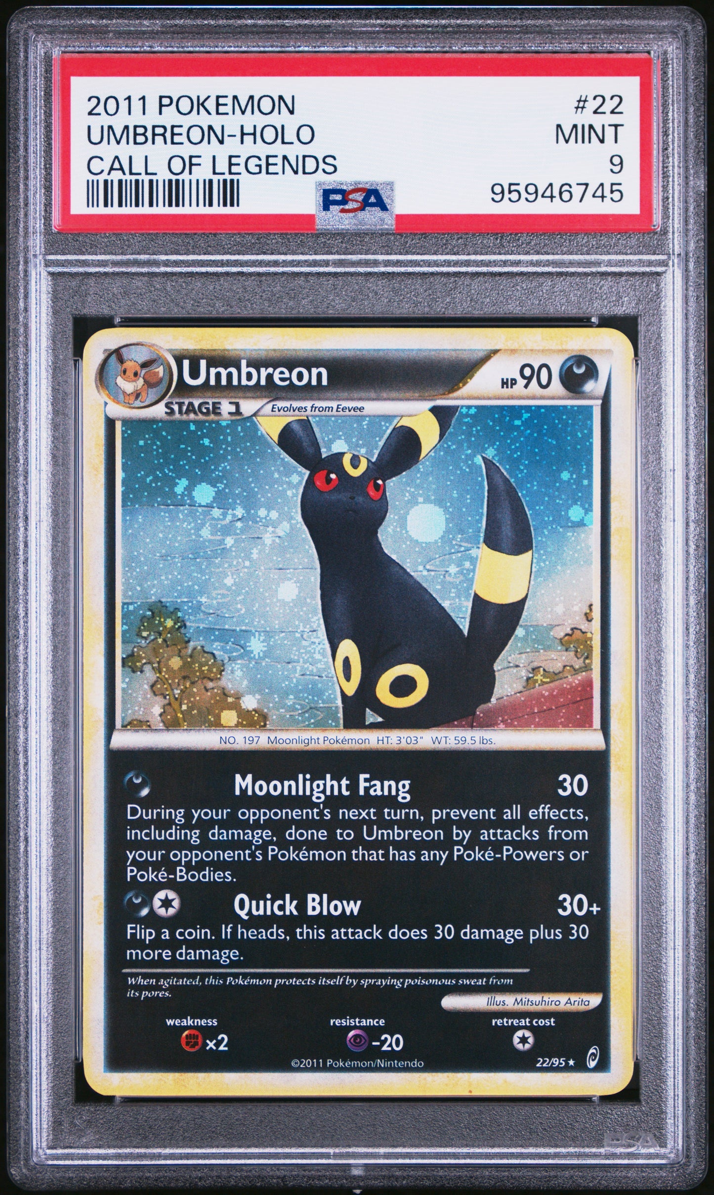 2011 POKEMON CALL OF LEGENDS UMBREON-HOLO #22 CALL OF LEGENDS PSA 9