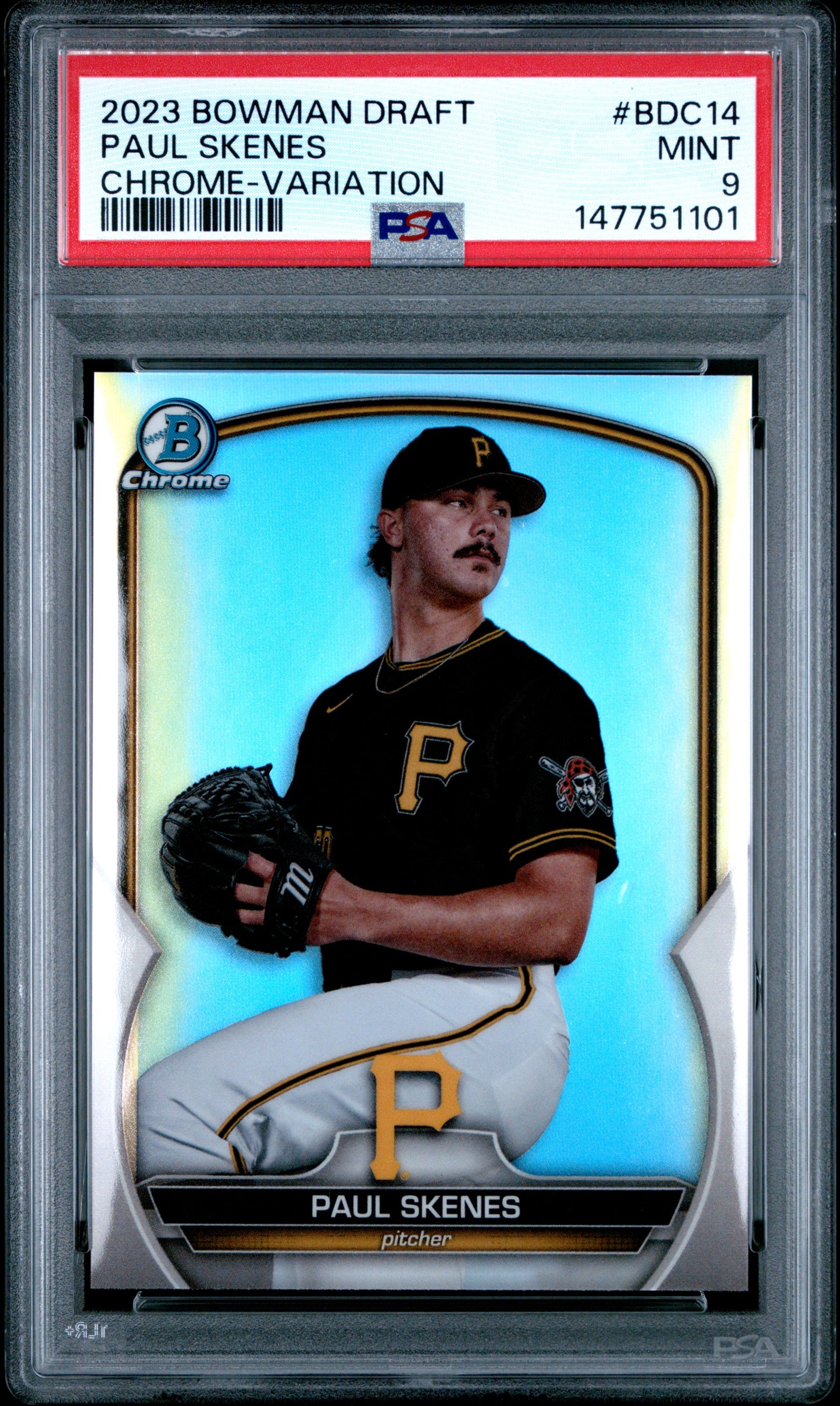 2023 BOWMAN DRAFT PAUL SKENES #BDC14 CHROME-VARIATION PSA 9