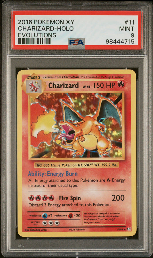 2016 POKEMON XY EVOLUTIONS CHARIZARD-HOLO #11 EVOLUTIONS PSA 9