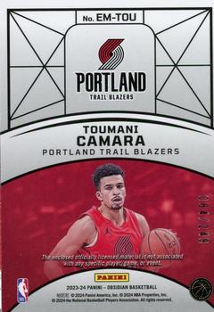 2023-24 Panini Obsidian #EM-TOU Toumani Camara Eclipse Materials #/249