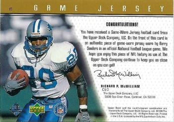 1999 Upper Deck #BS Barry Sanders Game Jerseys