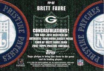 2002 Topps Pristine #PP-BF Brett Favre Patches #/100