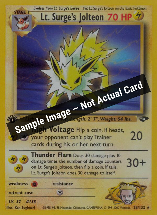 Pokemon,Gym Challenge,Lt. Surge's Jolteon - 028/132,Unlimited,Lightly Played — Sample Image, Not Actual Card
