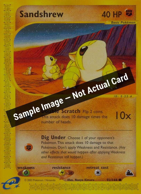 Pokemon,Skyridge,Sandshrew - 092/144,Normal,Heavily Played — Sample Image, Not Actual Card