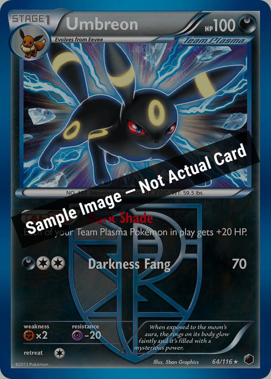 Pokemon,Plasma Freeze,Umbreon (Team Plasma) - 64/116,Holofoil,Lightly Played — Sample Image, Not Actual Card
