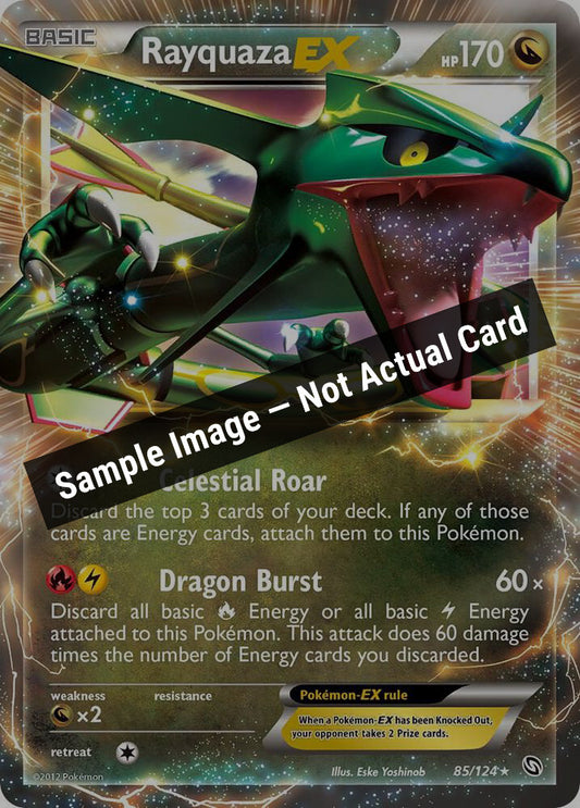 Pokemon,Dragons Exalted,Rayquaza EX - 85/124,Holofoil,Near Mint — Sample Image, Not Actual Card