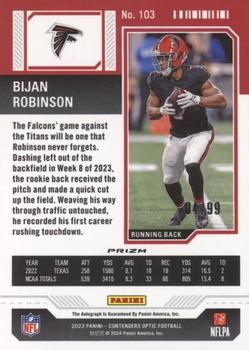 2023 Panini Contenders Optic #103b Bijan Robinson Teal #/75
