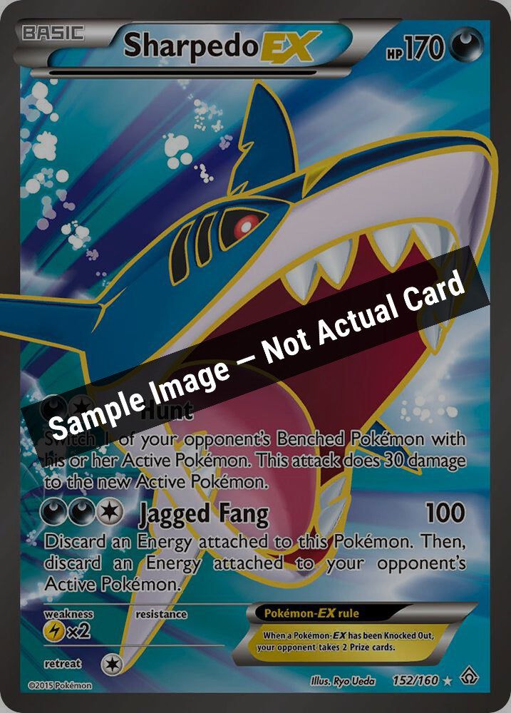 Pokemon,XY - Primal Clash,Sharpedo EX (152 Full Art) - 152/160,Holofoil,Moderately Played — Sample Image, Not Actual Card