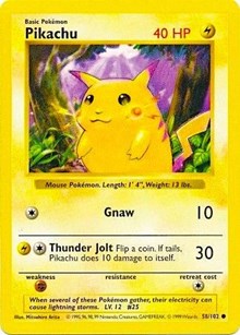 Pokemon Base Set (Shadowless) Pikachu (Red Cheeks)