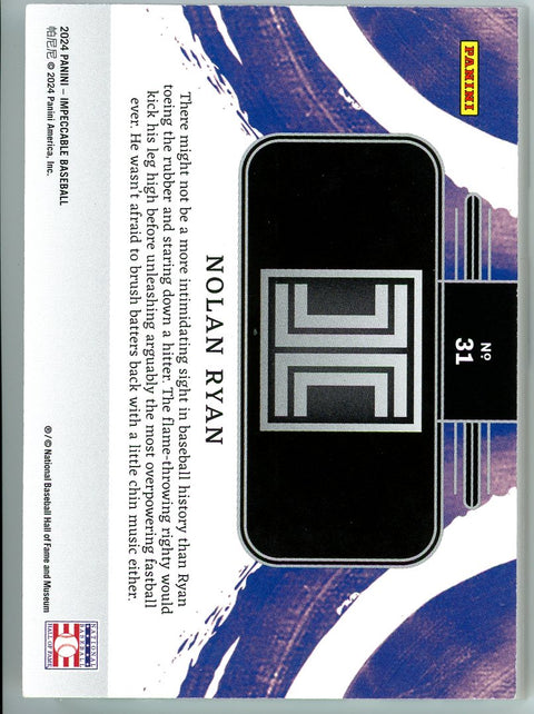 2024 Panini Impeccable #31 Nolan Ryan 1 Troy Ounce Silver /25