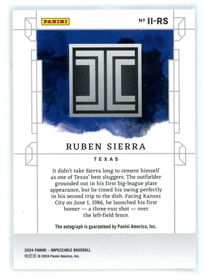 2024 Panini Impeccable #II-RS Ruben Sierra Illustrious Ink /25
