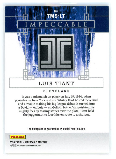 2024 Panini Impeccable #TMS-LT Luis Tiant Timeless Moments /49