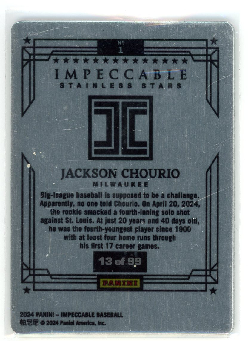 2024 Panini Impeccable #1 Jackson Chourio Stainless Stars