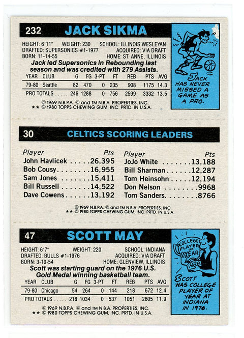 1980-81 Topps #34 / 139 / 174 Larry Bird / Julius Erving / Magic Johnson