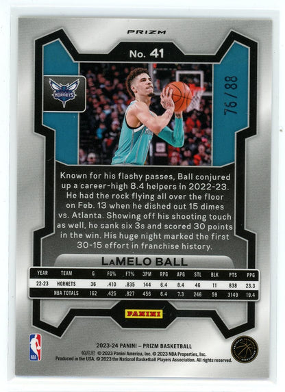 2023-24 Panini Prizm #41 LaMelo Ball Prizms Orange Wave #/60