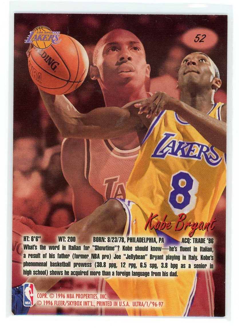 1996-97 Fleer Ultra #52 Kobe Bryant Gold Medallion