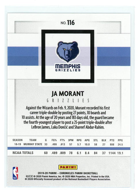2019-20 Panini Chronicles #116 Ja Morant Pink