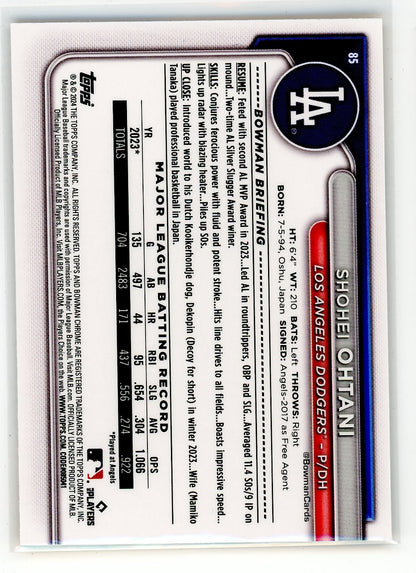 2024 Topps #85 Shohei Ohtani Gold Refractor /50