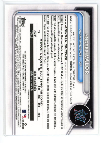 2024 Bowman Chrome #CPA-AV Andres Valor Green /99