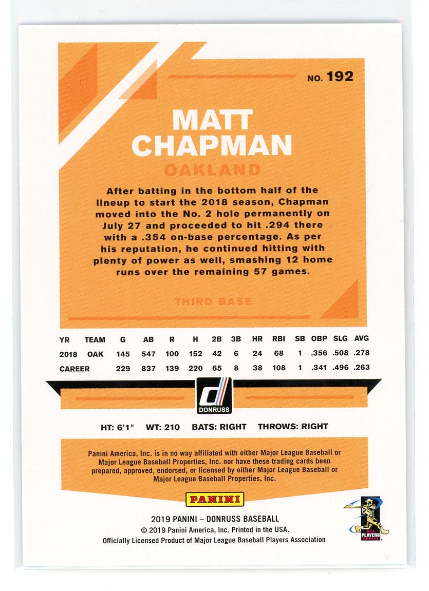2019 Donruss #192 Matt Chapman