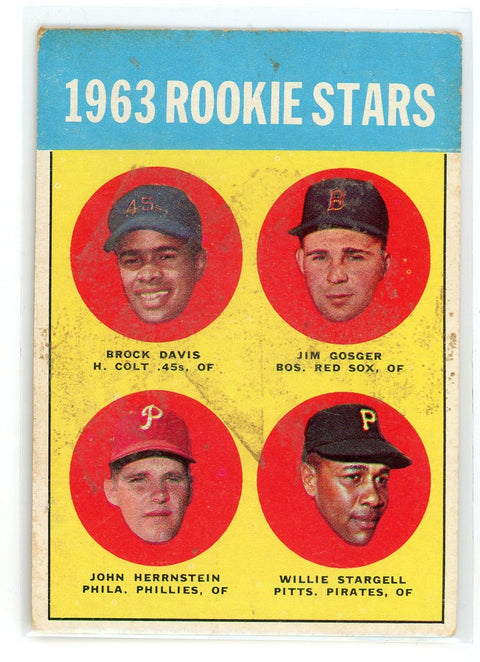 1963 Topps #553 Brock Davis/Jim Gosger/John Herrnstein/Willie Stargell