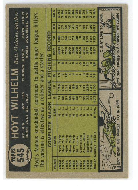1961 Topps #545 Hoyt Wilhelm