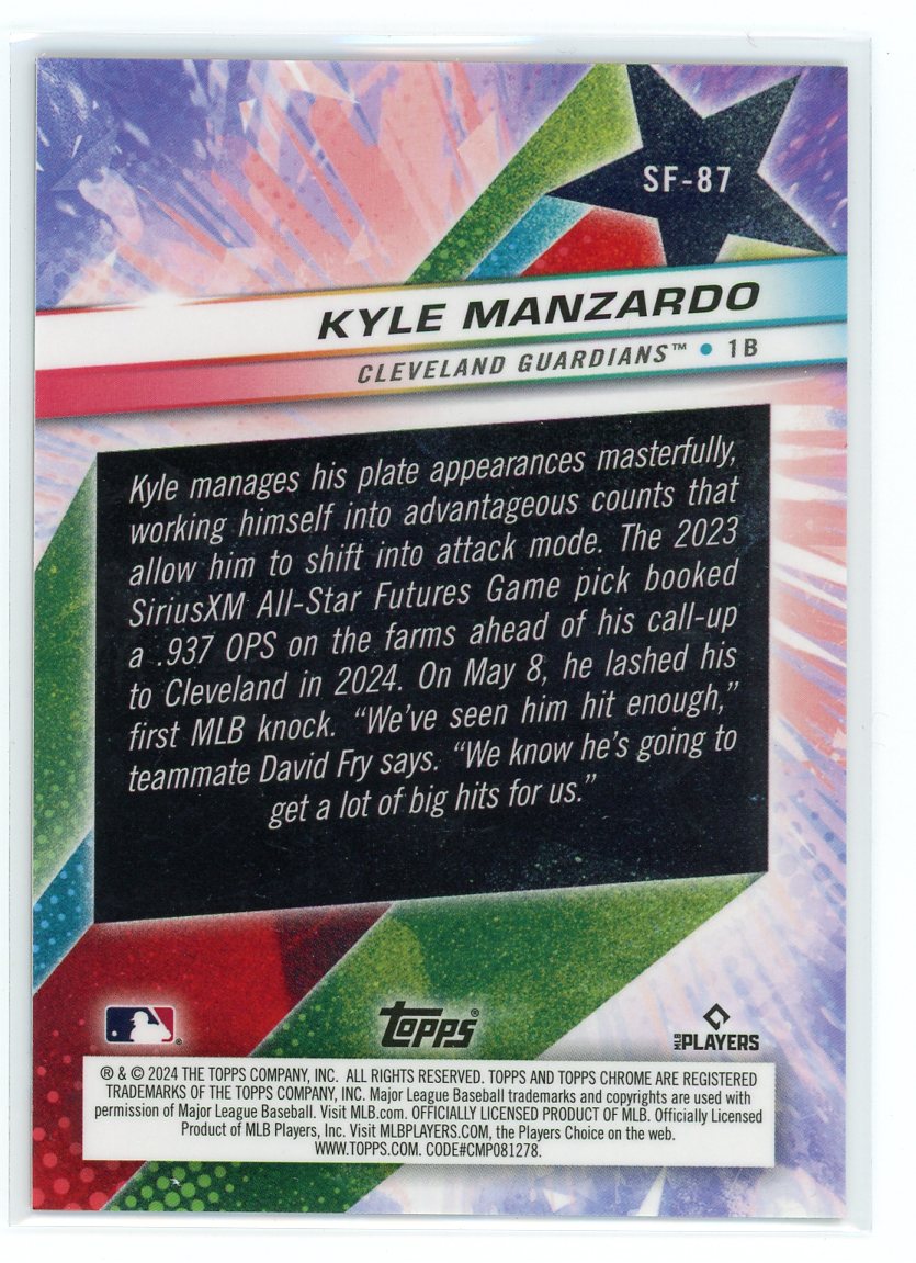 2024 Topps #SF-87 Kyle Manzardo Orange Starfractor /25