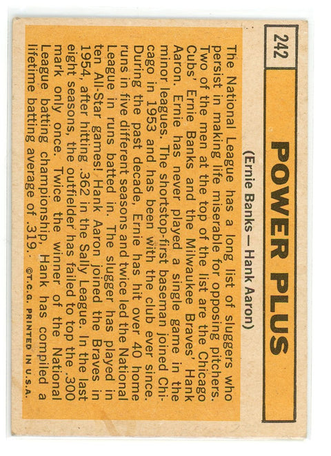 1963 Topps #242 Power Plus (Hank Aaron / Ernie Banks)