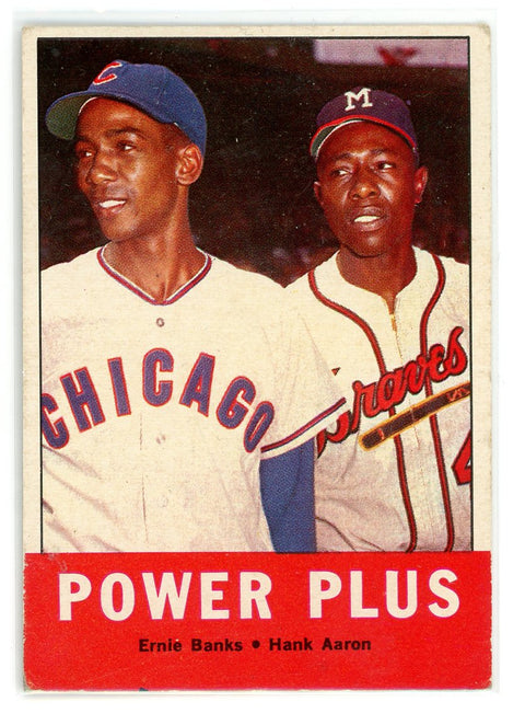 1963 Topps #242 Power Plus (Hank Aaron / Ernie Banks)