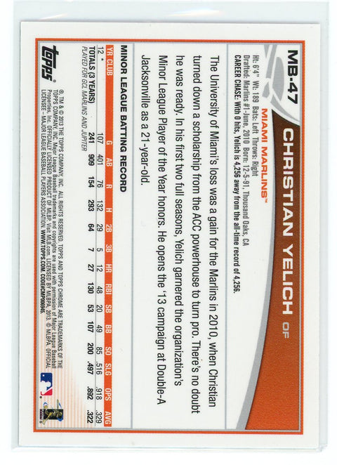 2013 Topps Chrome Update #MB-47 Christian Yelich