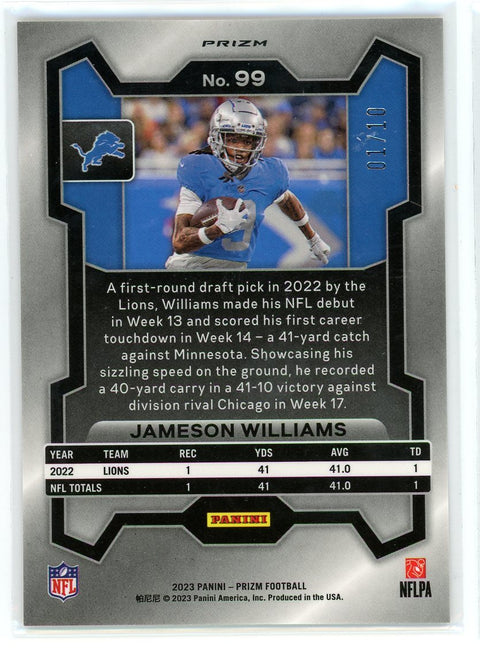 2023 Panini Prizm #99 Jameson Williams Gold Refractor /10