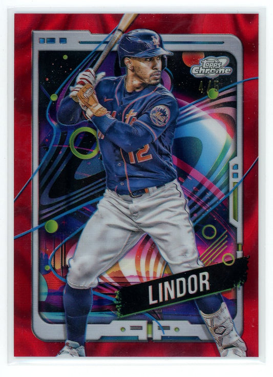 2024 Topps Cosmic Chrome #197 Francisco Lindor Red Flare Refractor /5