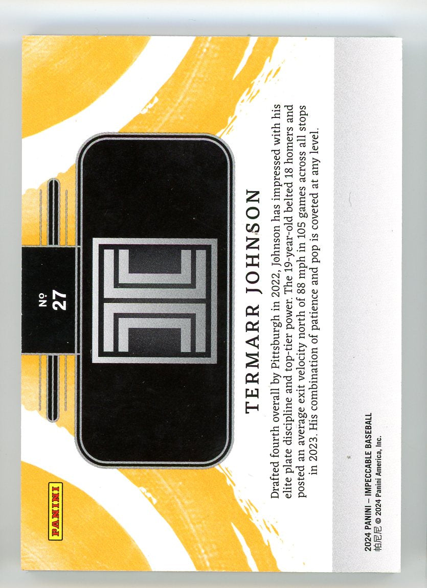 2024 Panini Impeccable #27 Termarr Johnson Rated Prospect .999 Fine Silver /25