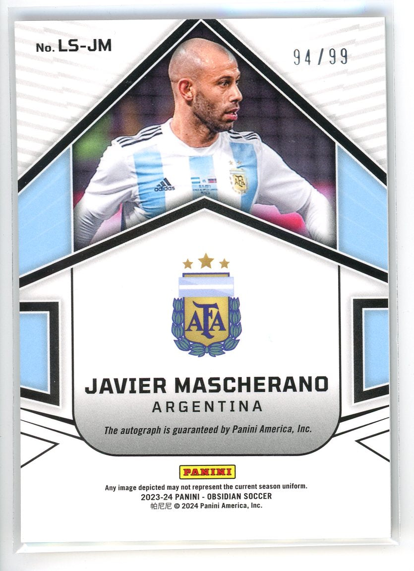 2023-24 Panini Obsidian #LS-JM Javier Mascherano Lightning Strike Auto /99