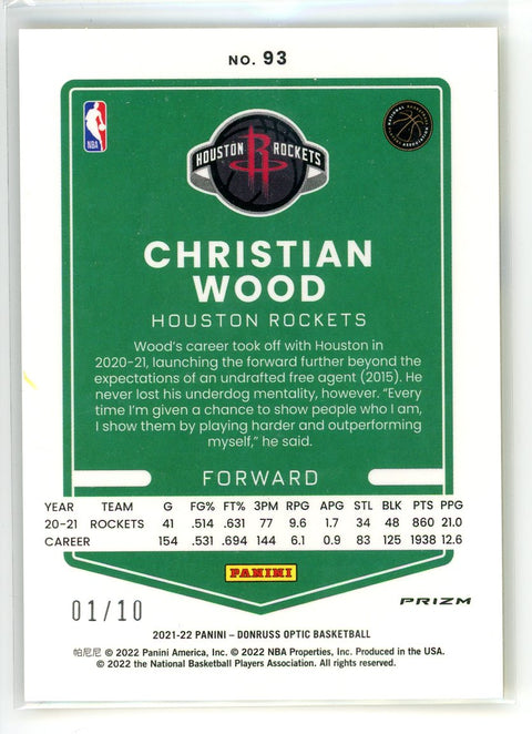2021-22 Donruss Optic #93 Christian Wood Fast Break Gold /10
