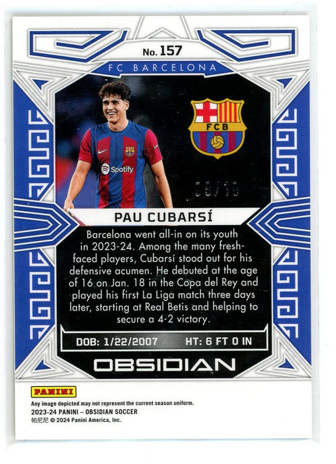 2023-24 Panini Obsidian #157 Pau Cubarsi Electric Etch Gold Flood /10