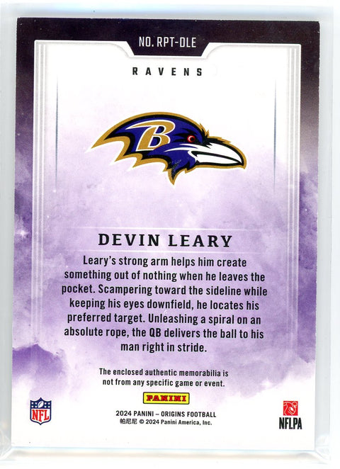 2024 Panini Origins #RPT-DLE Devin Leary Rookie Patches /75