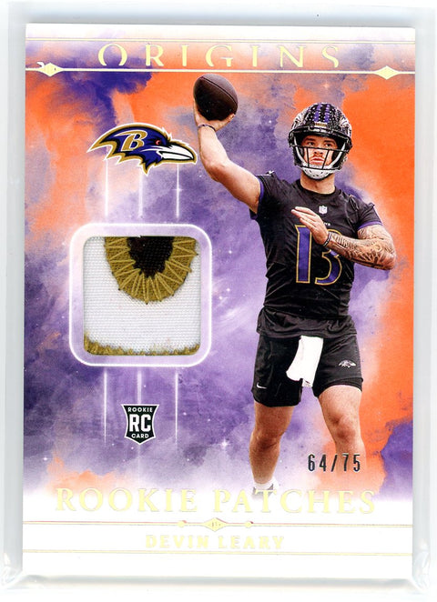 2024 Panini Origins #RPT-DLE Devin Leary Rookie Patches /75