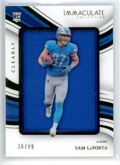 2023 Panini Immaculate #IRJ-SL Sam LaPorta Clearly Patch Auto /99