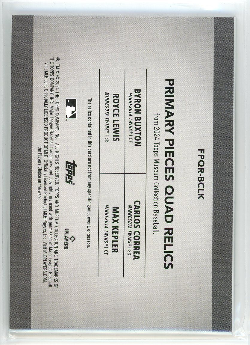 2024 Topps Museum #FPQR-BCLK Byron Buxton... Primary Pieces Quad Relics