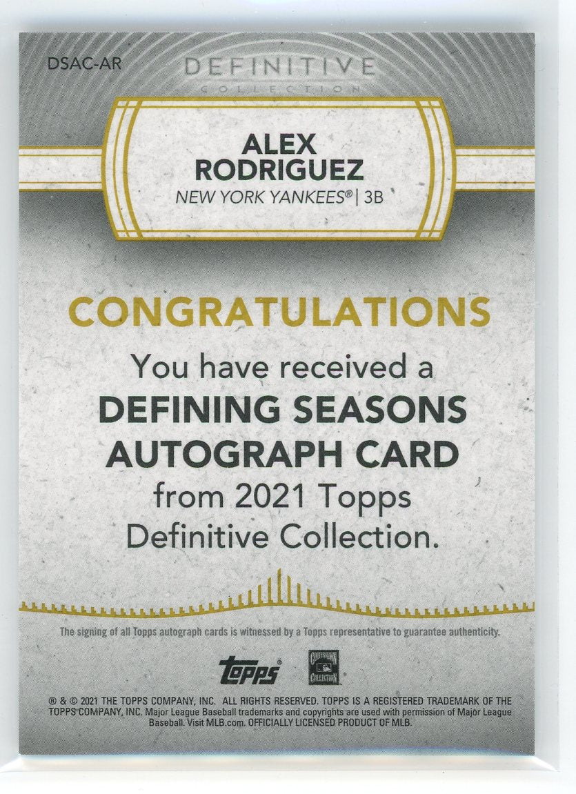 2021 Topps #DSAC-AR Alex Rodriguez Definitive Collection /10