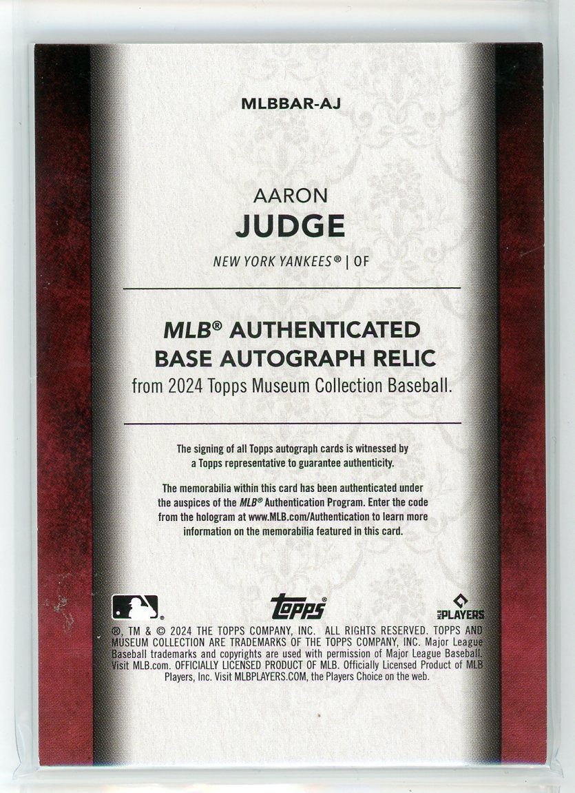 2024 Topps Museum #MLBBAR-AJ Aaron Judge Base Autograph Relic Ruby /5