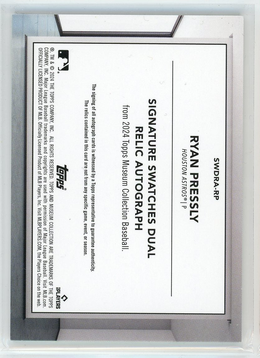 2024 Topps Museum #SWDRA-RP Ryan Pressly Dual Relic Autographs Pink /99
