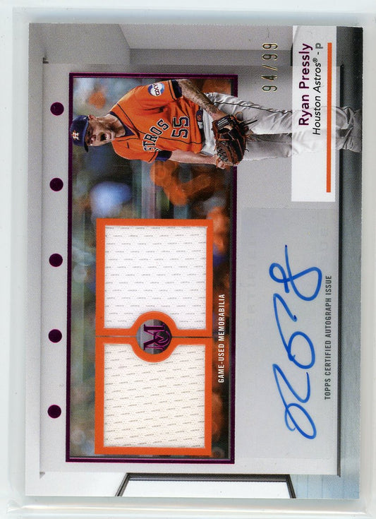 2024 Topps Museum #SWDRA-RP Ryan Pressly Dual Relic Autographs Pink /99