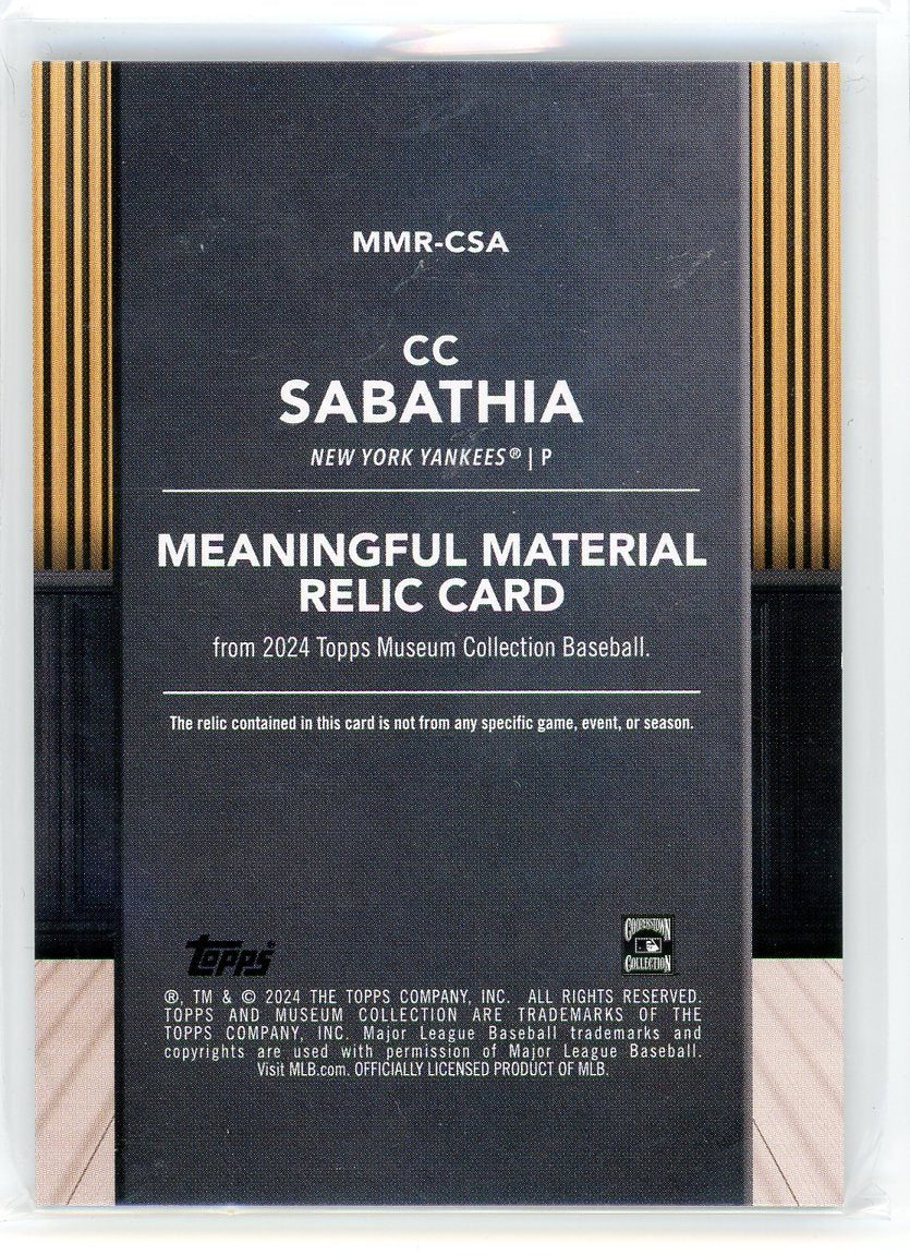 2024 Topps Museum #MMR-CSA CC Sabathia Meaningful Material Relic Purple /15