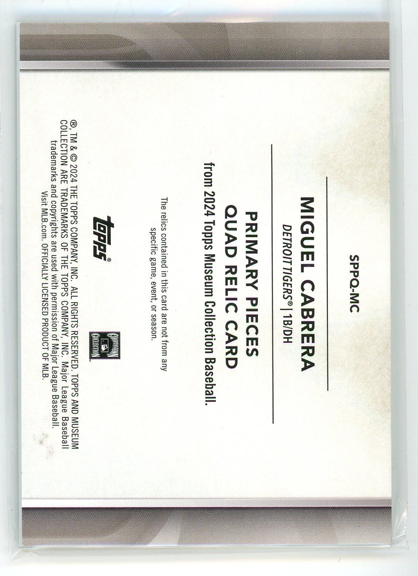 2024 Topps Museum #SPPQ-MC Miguel Cabrera Primary Pieces Quad Relic /49