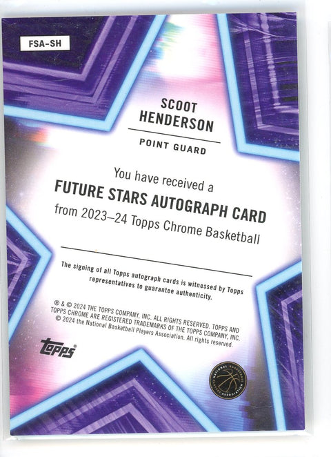 2024 Topps Chrome #FSA-SH Scoot Henderson Future Stars Auto