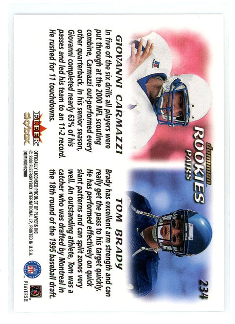 2000 SkyBox Dominion #234 Giovanni Carmazzi / Tom Brady Rookies Pairs