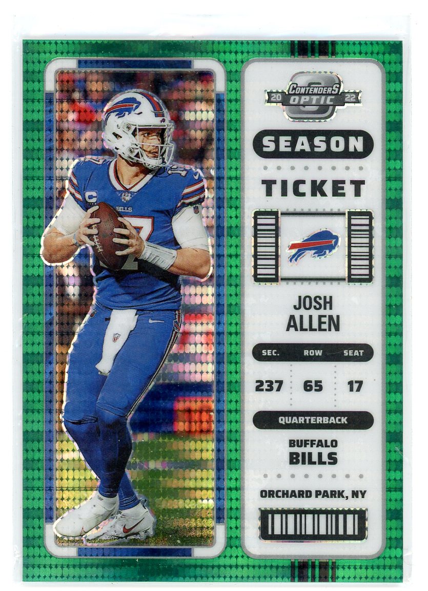 2022 Panini Contenders Optic #6 Josh Allen Season Ticket Green Pulsar Prizm /30